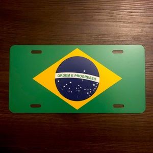 Brazil Flag Metal License Plate
